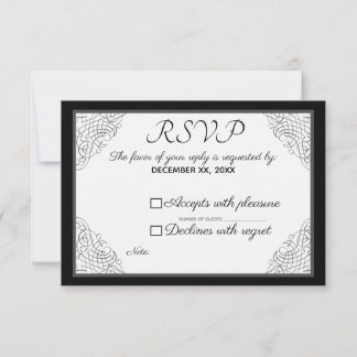 Black Vintage Frame RSVP Card