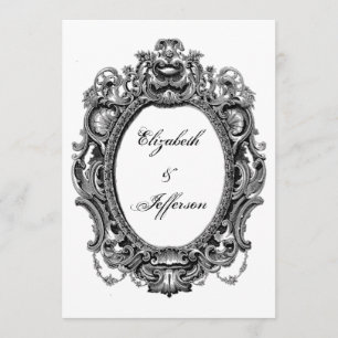 Black Vintage Frame Wedding Invitations