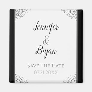 Black Vintage Framed Save The Date Magnet
