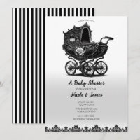 Black Vintage Gothic Pram Carriage Baby Shower