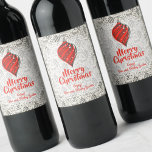Black Vintage Holiday Christmas Tree Ornaments Wine Label<br><div class="desc">Vintage Christmas tree ornaments in black on ivory and your greeting and personalisation in chic lettering, these wine labels are perfect to put on your bottles to serve at your Christmas dinner party or to give as gifts. Red ornament is printed at the top but can be removed. Change the...</div>