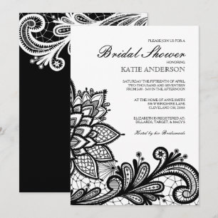 Black Vintage Lace Bridal Shower Invitation