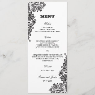 Black Vintage Lace Elegant Wedding Menu