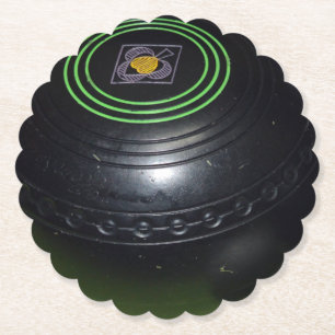 Black Vintage Lawn Bowls, Paper Coaster