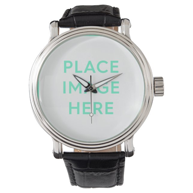 Black Vintage Leather Watch (Front)
