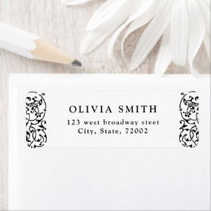 Black Vintage Ornate Classic return address L