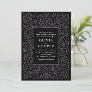 Black Vintage Ornate Frame Classic Wedding Invitation