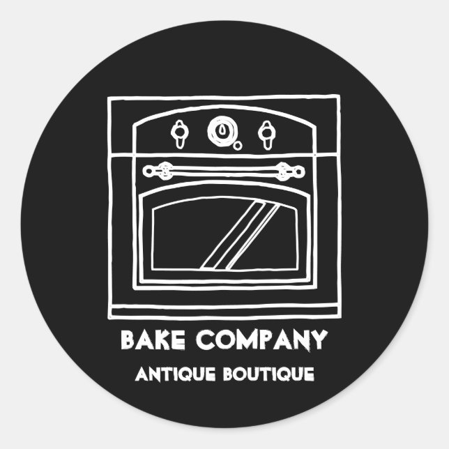 Black Vintage Oven Classic Round Sticker (Front)