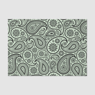 Black Vintage Paisley On Mint-Green Background Tissue Paper
