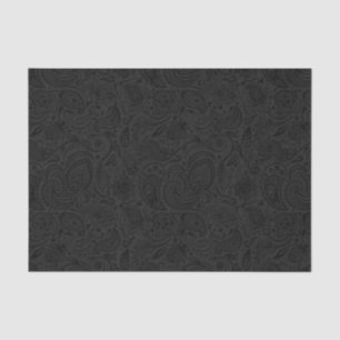 Black Vintage Paisley Over Grey Background Tissue Paper