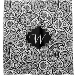 Black Vintage Paisley Pattern Shower Curtain