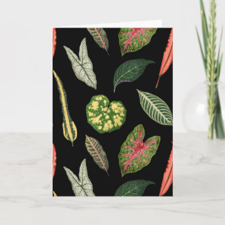 Black Vintage Plant Leaf Folded Greeting Card