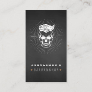 Black Vintage Retro Barber Shop Skull  Business Card