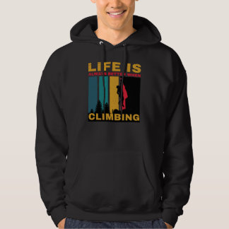 Black Vintage Retro Climbing Hiking Camping Hoodie