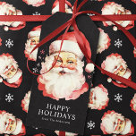 Black Vintage Retro Santa Claus Christmas Gift Tags<br><div class="desc">Add a nostalgic touch to your gifts with these black vintage Santa Claus Christmas gift tags. Featuring a charming retro Santa illustration with festive snowflakes, these tags are perfect for adding personality and warmth to your holiday presents. The classic Santa design against the black background creates a stylish contrast that...</div>