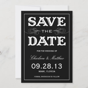 BLACK VINTAGE SAVE THE DATE ANNOUNCEMENT