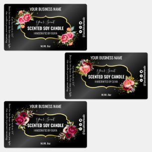 Black Vintage Scented Soy Candle Labels