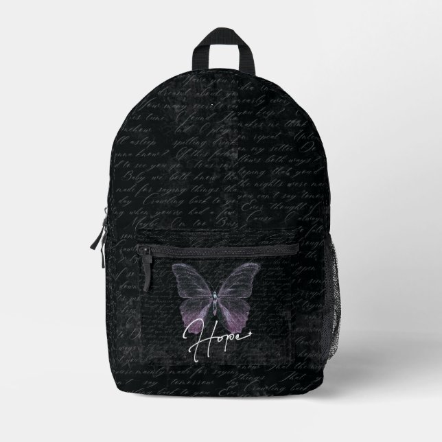 Black Vintage Script School Backpack (Front)