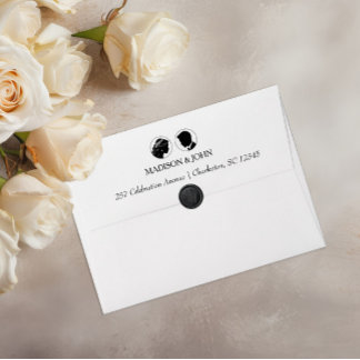 Black Vintage Silhouette Wedding with Typography Envelope
