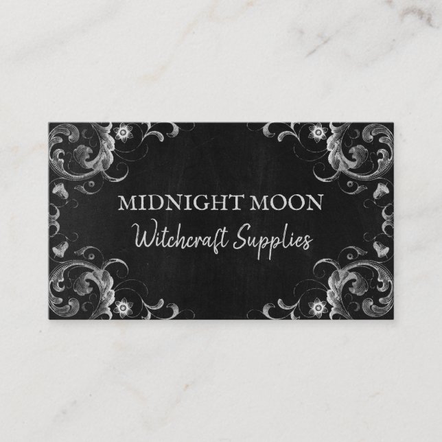 Black Vintage Spell And Witchcraft Supply Business Card (Front)