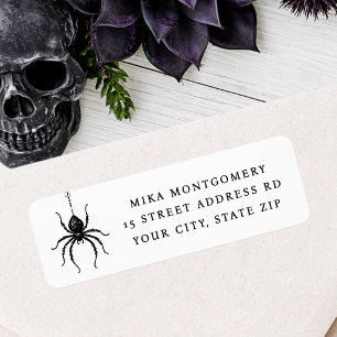 Black Vintage Spider Spooky Gothic return address