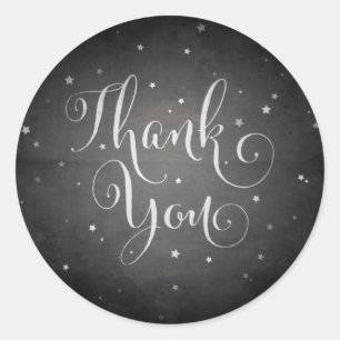 Black Vintage Stars Thank You Halloween Classic Round Sticker