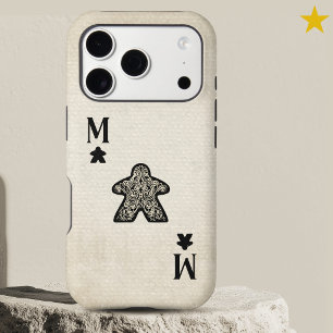 Black Vintage Style Meeple Ace Playing Card