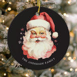 Black Vintage Watercolor Santa Claus Christmas Ceramic Tree Decoration<br><div class="desc">Celebrate the festive season with our Black Vintage Watercolor Santa Claus Christmas Ceramic Ornament! This charming ornament features a nostalgic Santa Claus design set against a stylish solid background, combining vintage charm with modern flair. Perfect for adding a festive touch to your Christmas Tree. Personalise this custom design with your...</div>