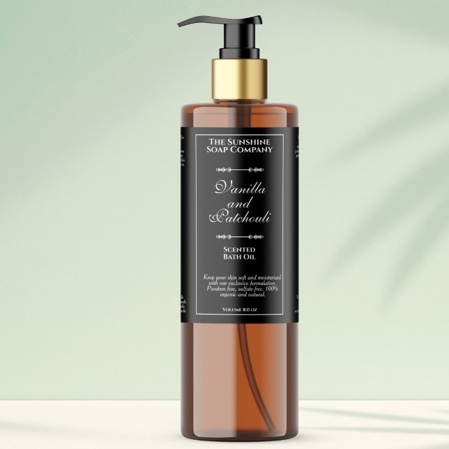 Black vintage waterproof cosmetics bottle label (Creator Uploaded)