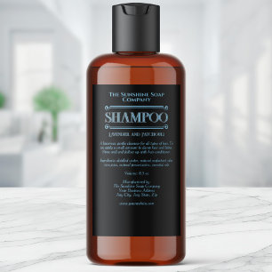 Black vintage waterproof shampoo label