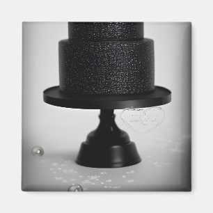 Black Vintage Wedding Cake & Stand Magnet