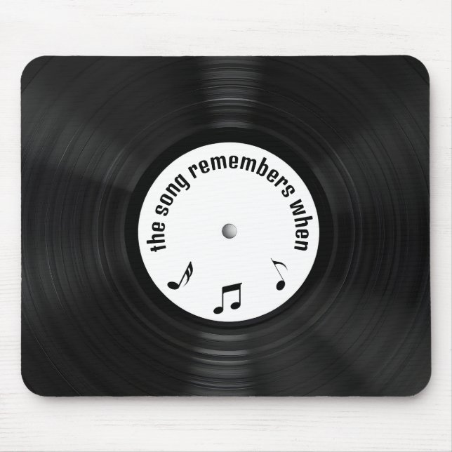 Black Vinyl LP Record With Song Title Mouse Mat (Front)
