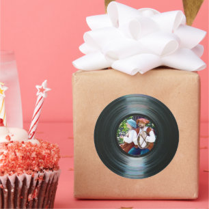 Black Vinyl Music Record Label Sticker &Your Photo