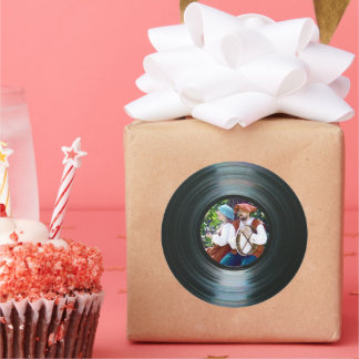 Black Vinyl Music Record Label Sticker &Your Photo