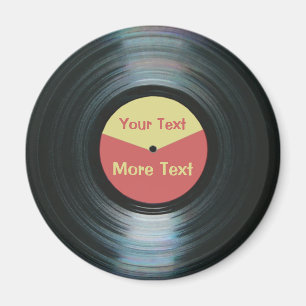 Black Vinyl Music with Red and Yellow Record Label Magnet