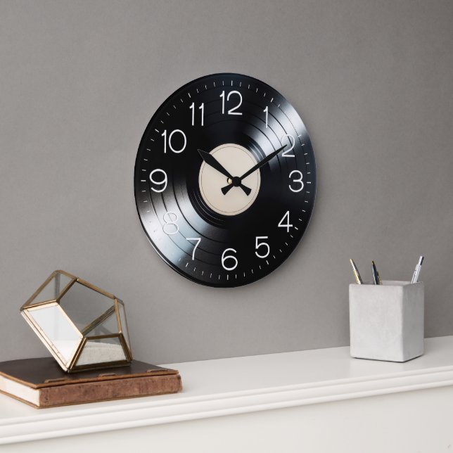 Black Vinyl Record Album Large Clock (Office)