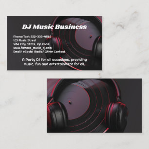 Black Vinyl Record Dj Party Music Deejay DJs Business Card