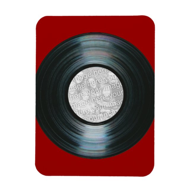 Black Vinyl Record Effect Custom Photo Magnet (Vertical)