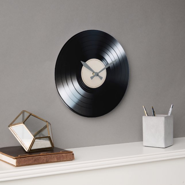 Black Vinyl Record LP Large Clock (Office)