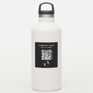 Black Vinyl square Business QR code Water Bottle