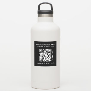 Black Vinyl square Business QR code Water Bottle S
