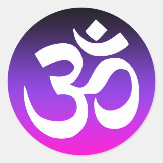 Black Violet and Hot Pink Ombre Om Symbol Classic Round Sticker