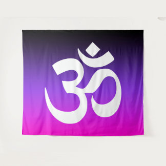 Black Violet and Hot Pink Ombre Om Symbol Tapestry