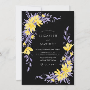 Black Violet Foliage Eucalyptus Wedding Invitation