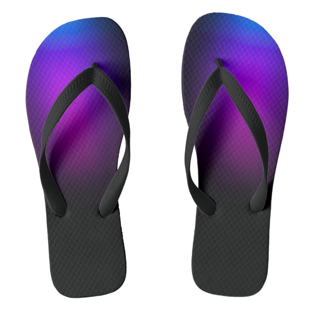 Black Violet Gradient Glow Flip Flops (Footbed)