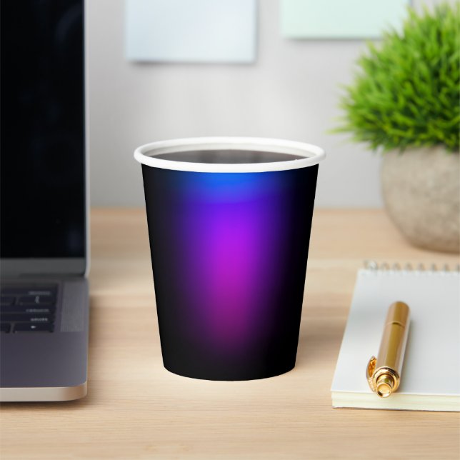 Black Violet Gradient Glow Paper Cups (Insitu)