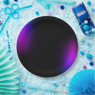 Black Violet Gradient Glow Paper Plate