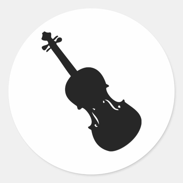 black violin icon classic round sticker (Front)