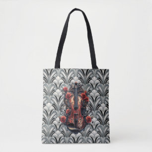 Black Violin in Art Deco GMajor \Shoulder Tote Bag