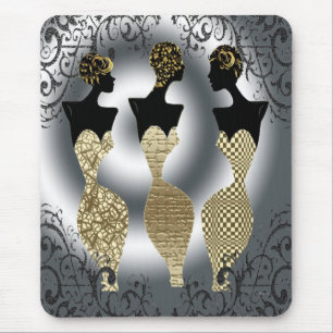 Black Vogue in Gold Mouse Mat